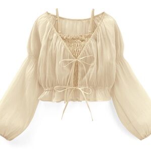 Kawaii Double Ribbon Chiffon Bolero & Camisole Set